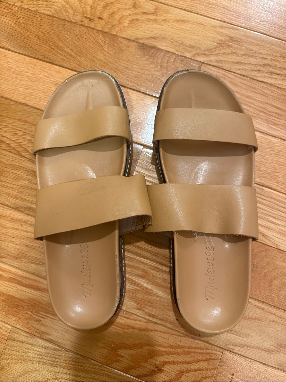 Madewell Camel/Tan Double-Strap Slide Sandals